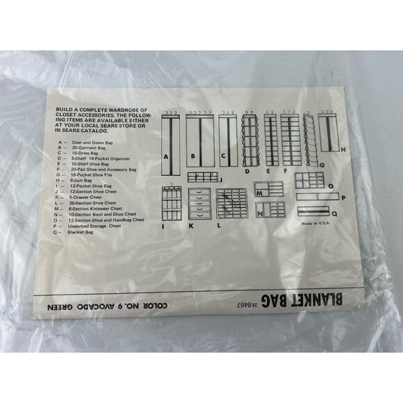 Vintage Sears Green Blanket Storage Zipper Bag - Picture 6 of 14